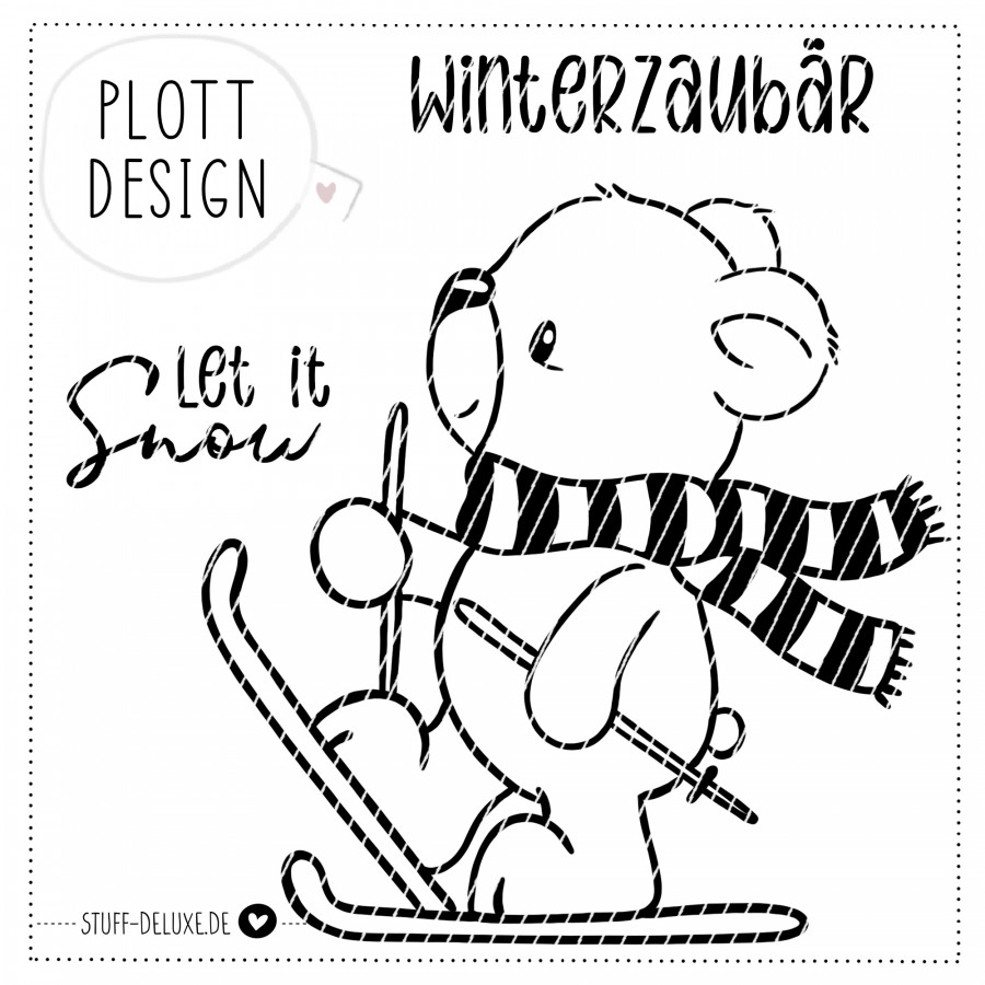 Skibär Plottervorlage (einfarbig)